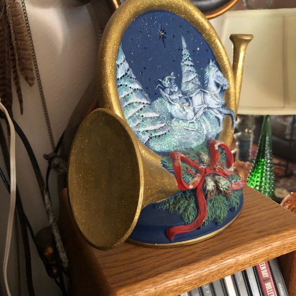 Vintage Ceramic Christmas Electric Nightlight Lamp Horn Sleigh-ride in Night Sky - Picture 4 of 5